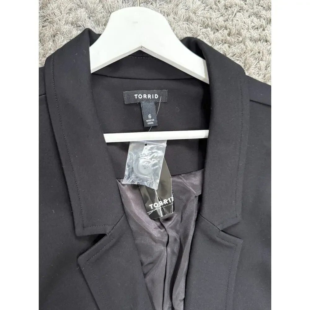 Torrid Womens Black Blazer Jacket Single Button Plus Size 6X Workwear Office NWT